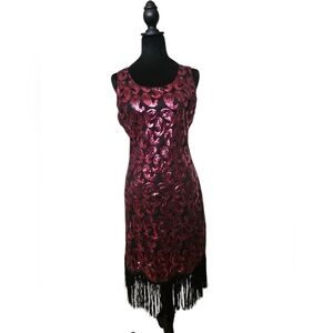 Vintage Roaring 20s style fringe sequin dress Size small